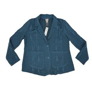 NWT‎ Chico's Travelers Striking Teal Crushed Short Blazer Sz 1P Preppy Mature